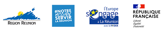 Logos région Réunion, Europe et République Française